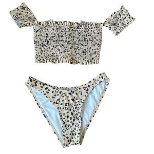 Leopard Print Off-Shoulder Bikini Set - HOST PICK